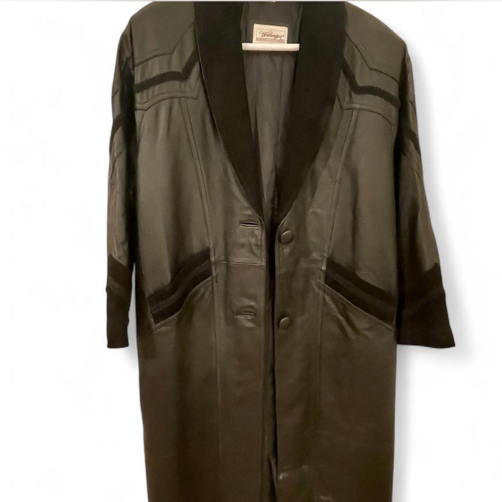 Worthington Black Leather Coat with Suede Details